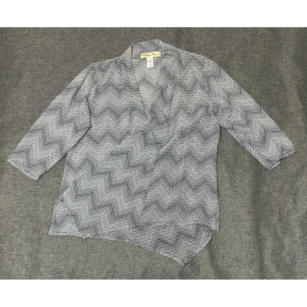 Aqua Blues Womens 3X Cardigan Chevron Open Front Drape Knit 3/4 Sleeve